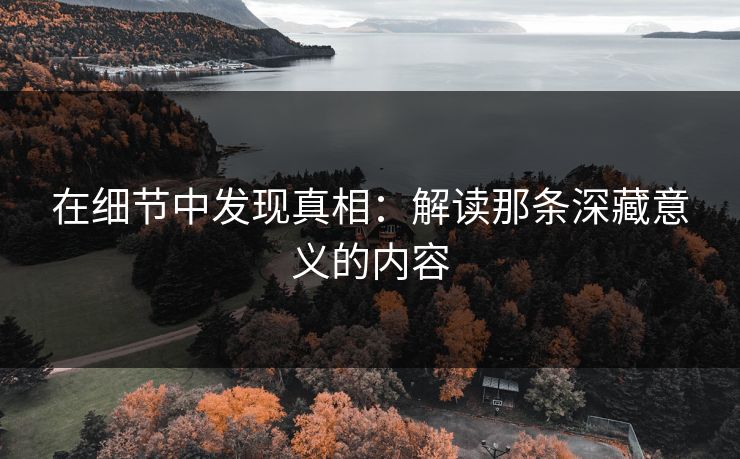 在细节中发现真相：解读那条深藏意义的内容