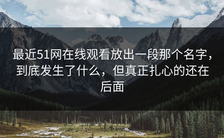 最近51网在线观看放出一段那个名字，到底发生了什么，但真正扎心的还在后面